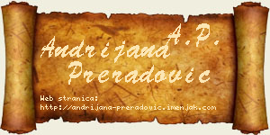 Andrijana Preradović vizit kartica
